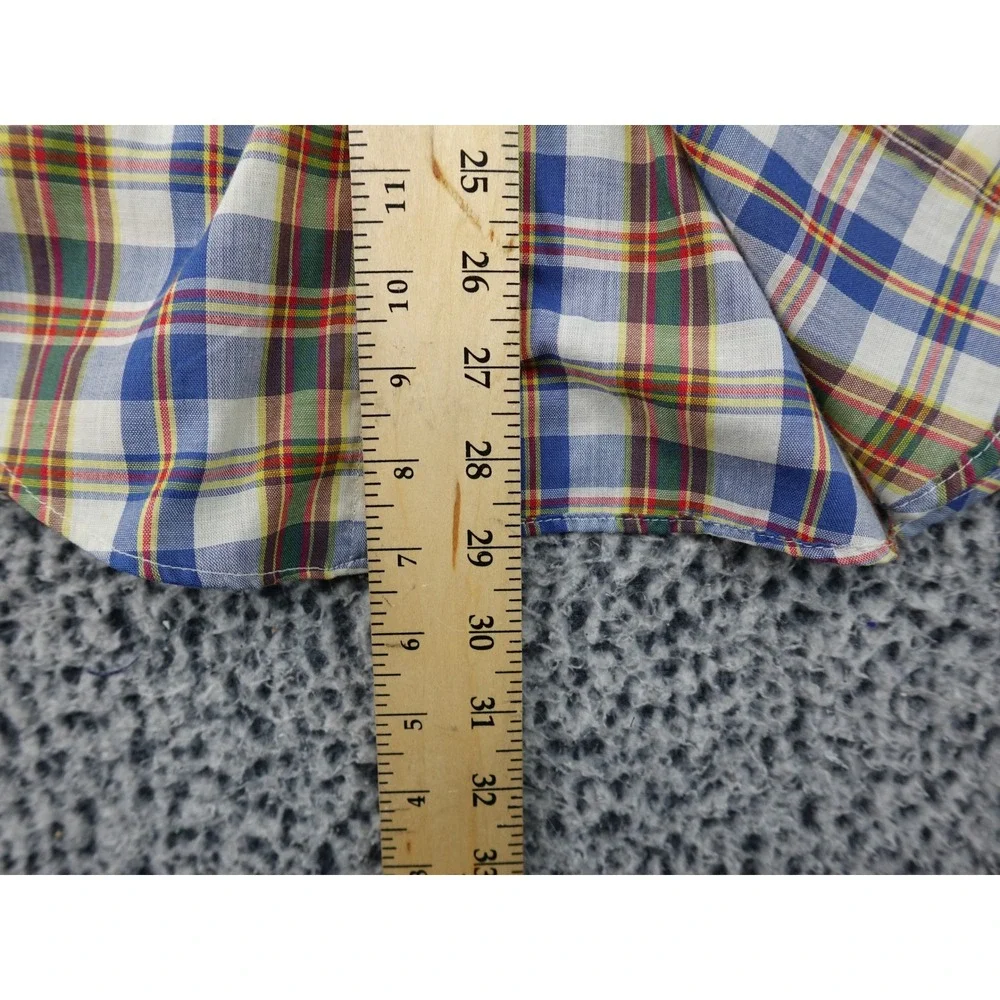 Vintage JCPenney Plain Pockets Button Down Mens Medium‎ Multi Plaid 70s 80s